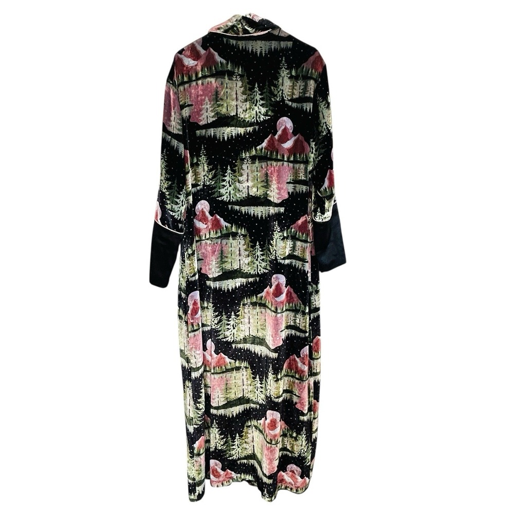 Olivia‎ Von Halle Velvet Silk Blend Robe M/L Mountain Forest Luxury Cozy No Belt